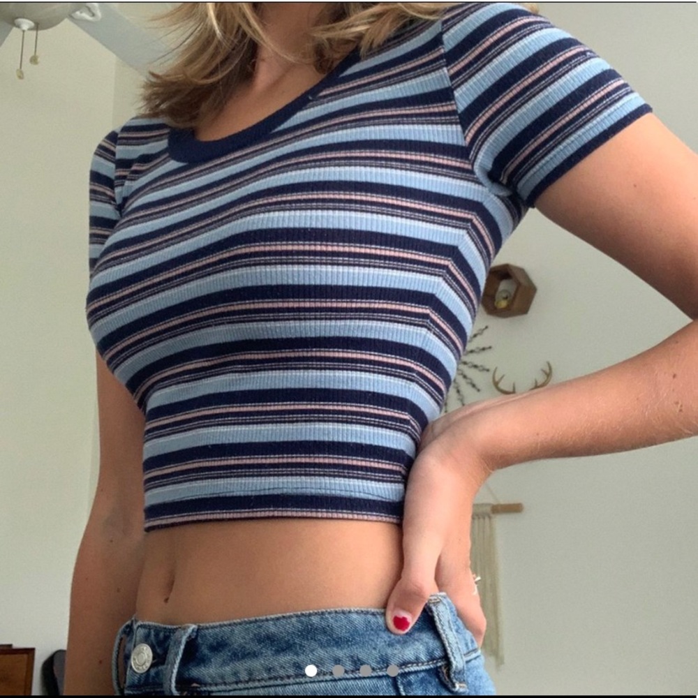 cropped striped tee